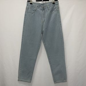 high waisted straight leg denim jeans